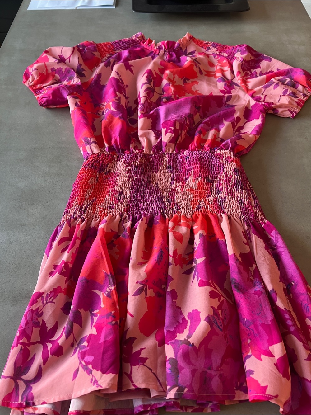 Vici Pink & Magenta Floral Smocked Casual Dress - Picture 4 of 4